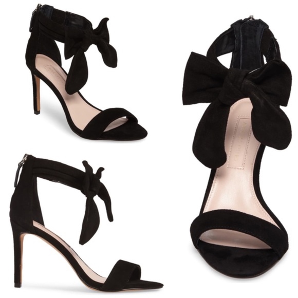 Avec Les Filles Shoes - Avec Les Filles Jax Black Kid Suede Ankle Bow Pump leather